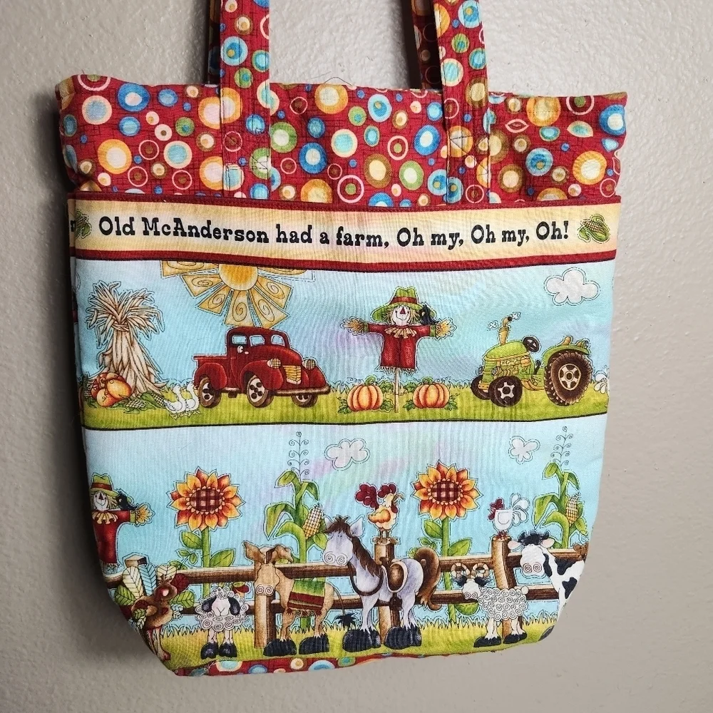 Handmade Old McAnderson Had a Farm Medium Tote |11Wx12Hx5D